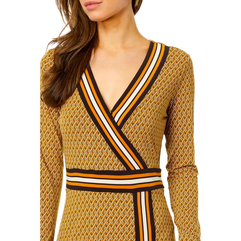 Michael Kors Faux Wrap Border Print Midi Dress